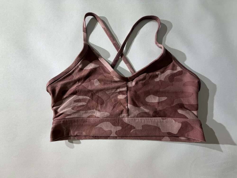 Scorpio Sol S Pink Camo Sports Bra Strappy Back Low Support Yoga Pilates
